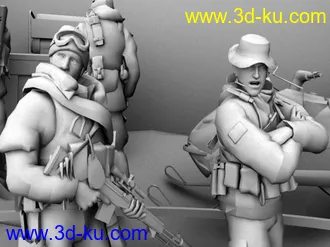 3D打印模型现代战士人物和简单场景的图片