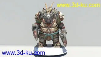 3D打印模型游戏角色，带贴图的斧头人。的图片
