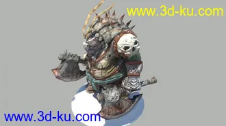 3D打印模型游戏角色，带贴图的斧头人。的图片