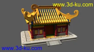 Q版古代房子模型带贴图的图片