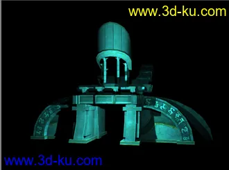 3D打印模型有科幻风格的竞技场大门建筑，带原画的图片