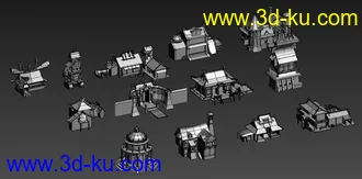 中式建筑*7，Q版*2，西方建筑*5，纯模型无贴图的图片