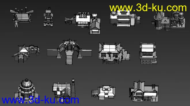 中式建筑*7，Q版*2，西方建筑*5，纯模型无贴图的图片2