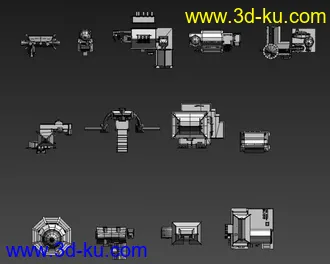 中式建筑*7，Q版*2，西方建筑*5，纯模型无贴图的图片
