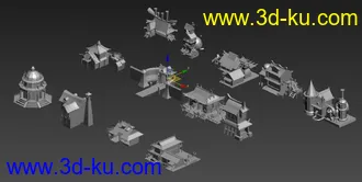 中式建筑*7，Q版*2，西方建筑*5，纯模型无贴图的图片