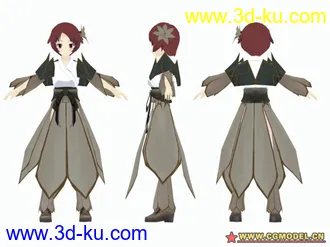 3D打印模型可爱莲衣女孩，身着古典莲花装。的图片