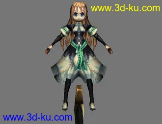 带动作卡通少女--人小耍大刀3D模型的图片