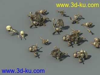 3D打印模型一组骷髅堆（未圆滑）的图片