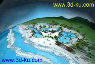 3D打印模型现代风沙滩娱乐美仑美奂逼真场景带动画的图片