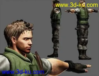 3D打印模型生化危机主要人物克里斯吉尔夏娃BOSS机枪男等3D模的图片
