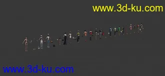 3D打印模型20种不同服装的女性角色的图片