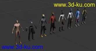 3D打印模型8种男性不同服装角色的图片