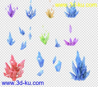 一组水晶的高精写实模型的图片