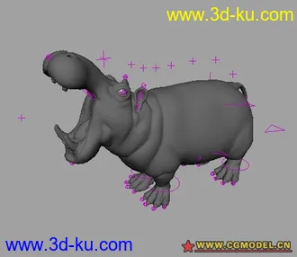 3D打印模型绑定好的河马的图片