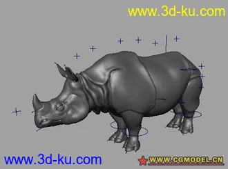 3D打印模型绑定好的犀牛的图片
