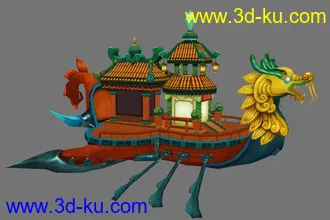 3D打印模型龙船 参考幻神天下原画制作的图片