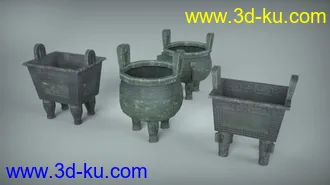 3D打印模型一组简模青铜鼎的图片