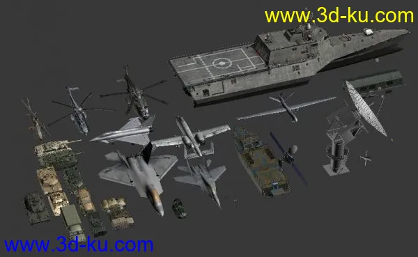一套军事模型合集下载（集合了装甲车、飞机、军舰和航空模型）的图片2