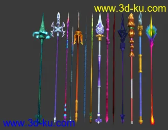 3D打印模型剑5的两套武器 ，小蛮的武器和龙幽的武器合集的图片
