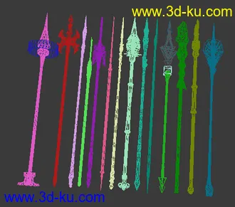 3D打印模型剑5的两套武器 ，小蛮的武器和龙幽的武器合集的图片