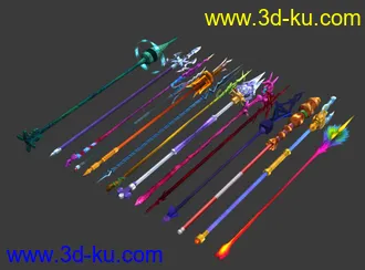 3D打印模型剑5的两套武器 ，小蛮的武器和龙幽的武器合集的图片