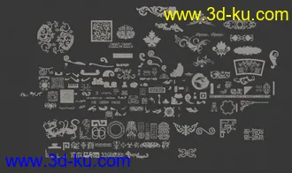 很全的一组古代花纹模型的图片