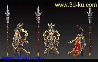 3D打印模型二郎神 Q版战士 萌小将的图片
