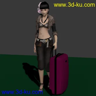 3D打印模型美丽女孩和箱子的图片