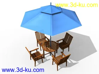 3D打印模型带遮阳伞的休闲桌椅的图片