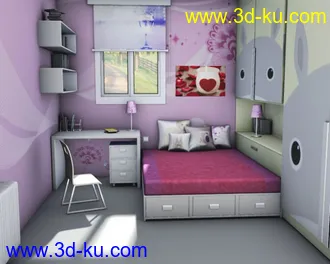 3D打印模型小场景—卧室的图片