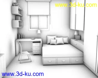 3D打印模型小场景—卧室的图片