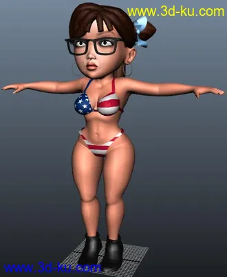 3D打印模型超强可变装欧美风卡通女性绑定，有材质的图片