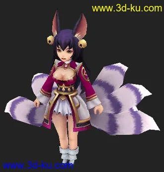3D打印模型Q版萌妹子九尾狐阿狸一枚，objmax的图片