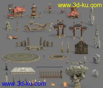 3D打印模型剑灵其中一些场景，贴图都有的，都送你们啦，记得顶哦的图片