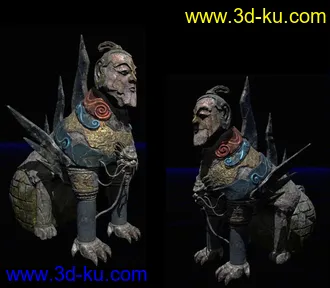 3D打印模型副本入口雕塑—怪异人面兽的图片
