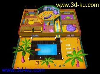 3D打印模型3套卡通3D房子的图片