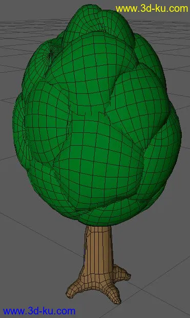 卡通低模树一棵，C4D捏的模型的图片1