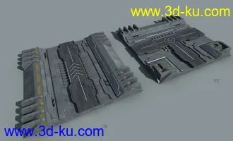 3D打印模型大师级科幻元素建筑合集第三部，科幻城市未来城市建筑部件，包括一些地面和水边部件的图片