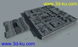 3D打印模型大师级科幻元素建筑合集第三部，科幻城市未来城市建筑部件，包括一些地面和水边部件的图片