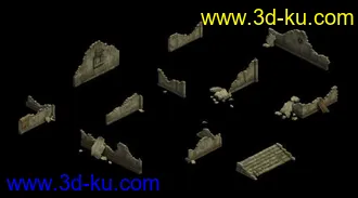 1.5G废墟场景全套部件模型合集的图片