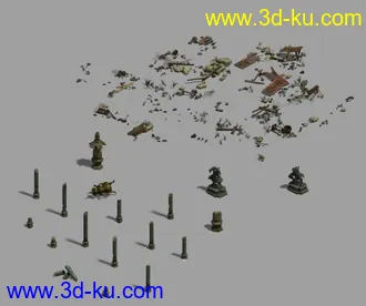 1.5G废墟场景全套部件模型合集的图片
