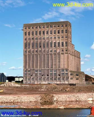 3D打印模型一个废墟建筑，没有贴图的话只要重新加载那张大楼得图片就好了的图片