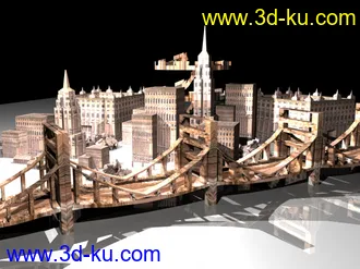 3D打印模型一个废墟建筑，没有贴图的话只要重新加载那张大楼得图片就好了的图片