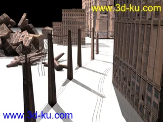 3D打印模型一个废墟建筑，没有贴图的话只要重新加载那张大楼得图片就好了的图片