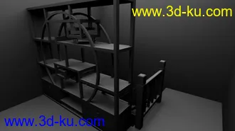 3D打印模型一个中式建筑古建风格带有简单中式家具的图片