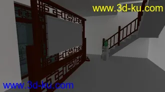 3D打印模型一个中式建筑古建风格带有简单中式家具的图片