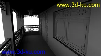 3D打印模型一个中式建筑古建风格带有简单中式家具的图片