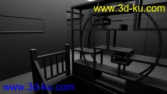 3D打印模型一个中式建筑古建风格带有简单中式家具的图片