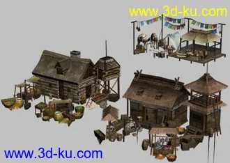 古代驿站,酒楼,旅店,3D游戏场景模型的图片