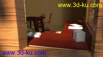 3D打印模型自己建的一个森林木屋场景，带完整材质贴图的图片